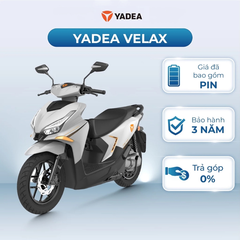 Xe Máy Điện Thông Minh YADEA VELAX Tích Hợp App Điện Thoại 80KM Một Lần Sạc- Bảo Hành 3 Năm