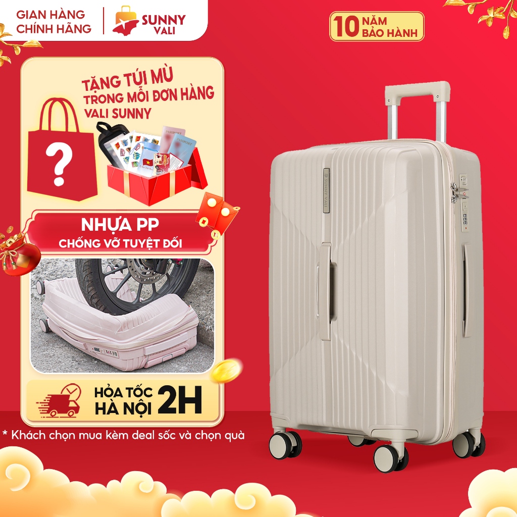 Vali kéo du lịch thời trang SUNNY SV15/CHOCO tích hợp nhiều tính năng (size 20/24/28) | BigBuy360 - bigbuy360.vn