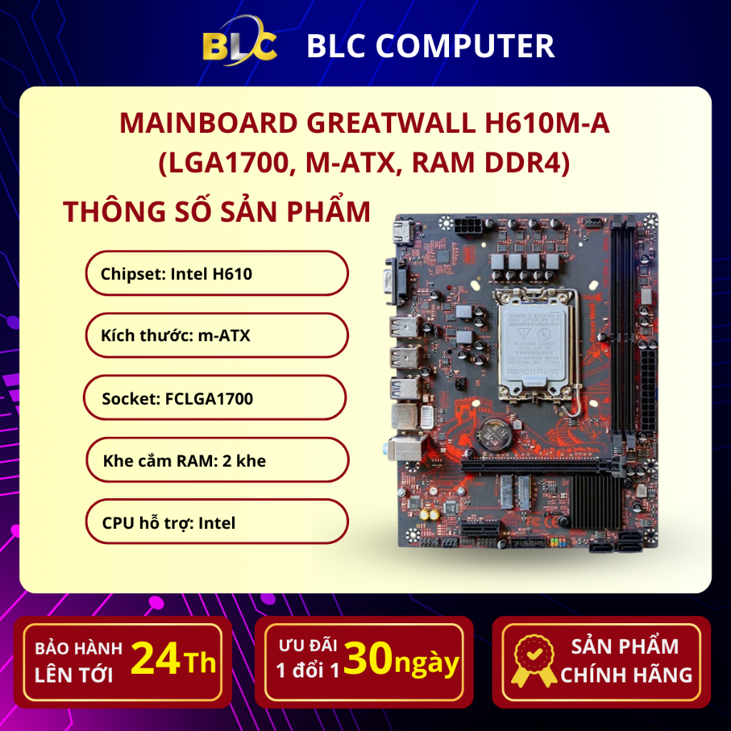 MAINBOARD GREATWALL H610M-A (LGA1700, M-ATX, RAM DDR4)