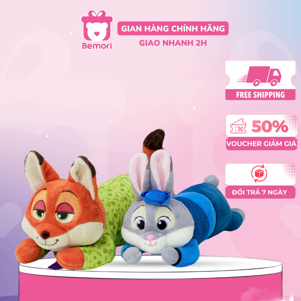 Gấu Bông Gối Ôm Zootopia Nằm BEMORI Thú Nhồi Bông Gấu Ôm Ngủ Cáo Nick và Thỏ Judy Cao Cấp Nhân Vật H