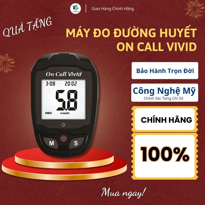 Máy Đo Đường Huyết On Call Vivid Máy Test Tiểu Đường Chính Hãng, Bảo Hành Trọn Đời