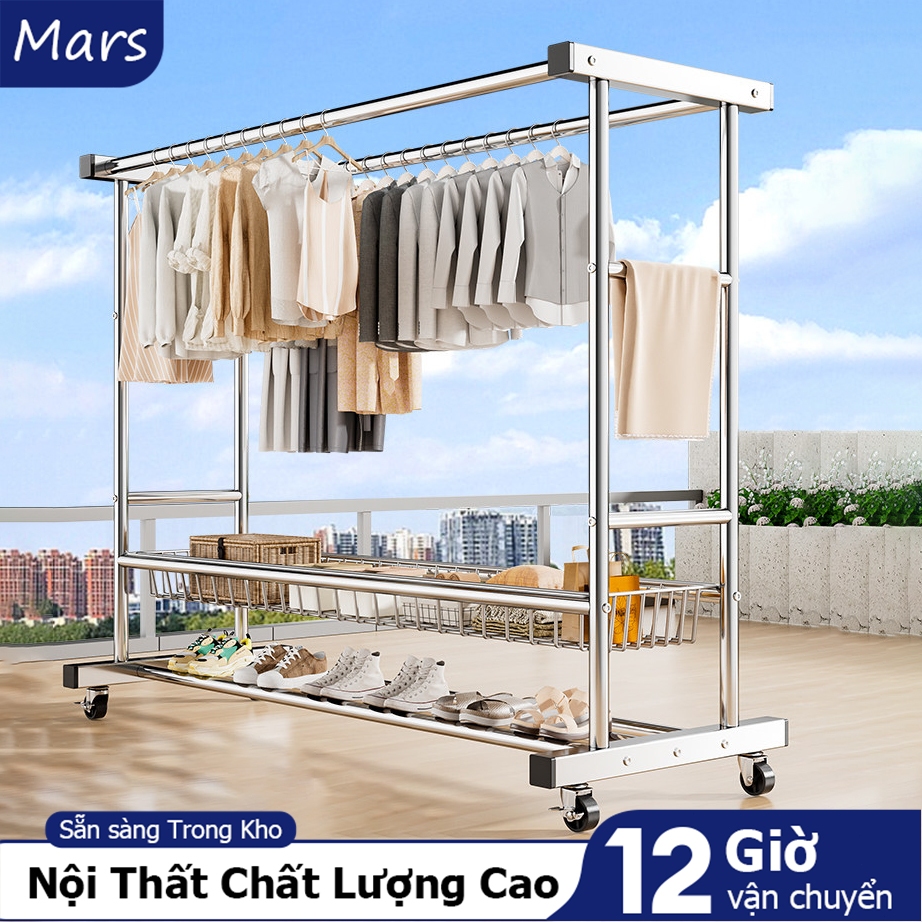 𝐌𝐚𝐫𝐬 Kệ Treo Quần Áo Kim Loại Giá Treo Quần Áo Di Sào Phơi Nhiều Mẫu Mã Móc Treo Quần Áo Thông Minh