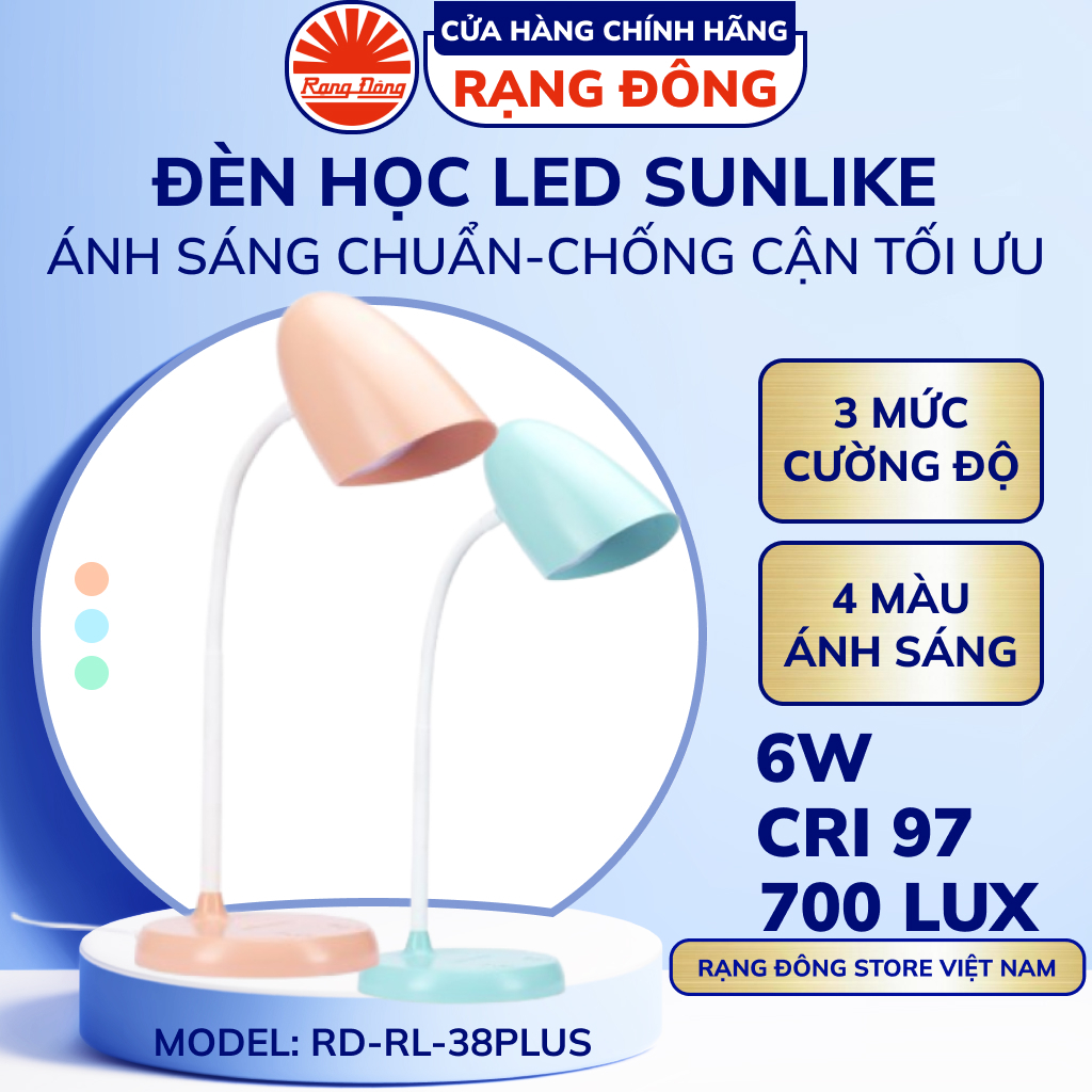 Đèn học chống cận, bảo vệ thị lực Rạng Đông MODEL RD-RL-38.PLUS