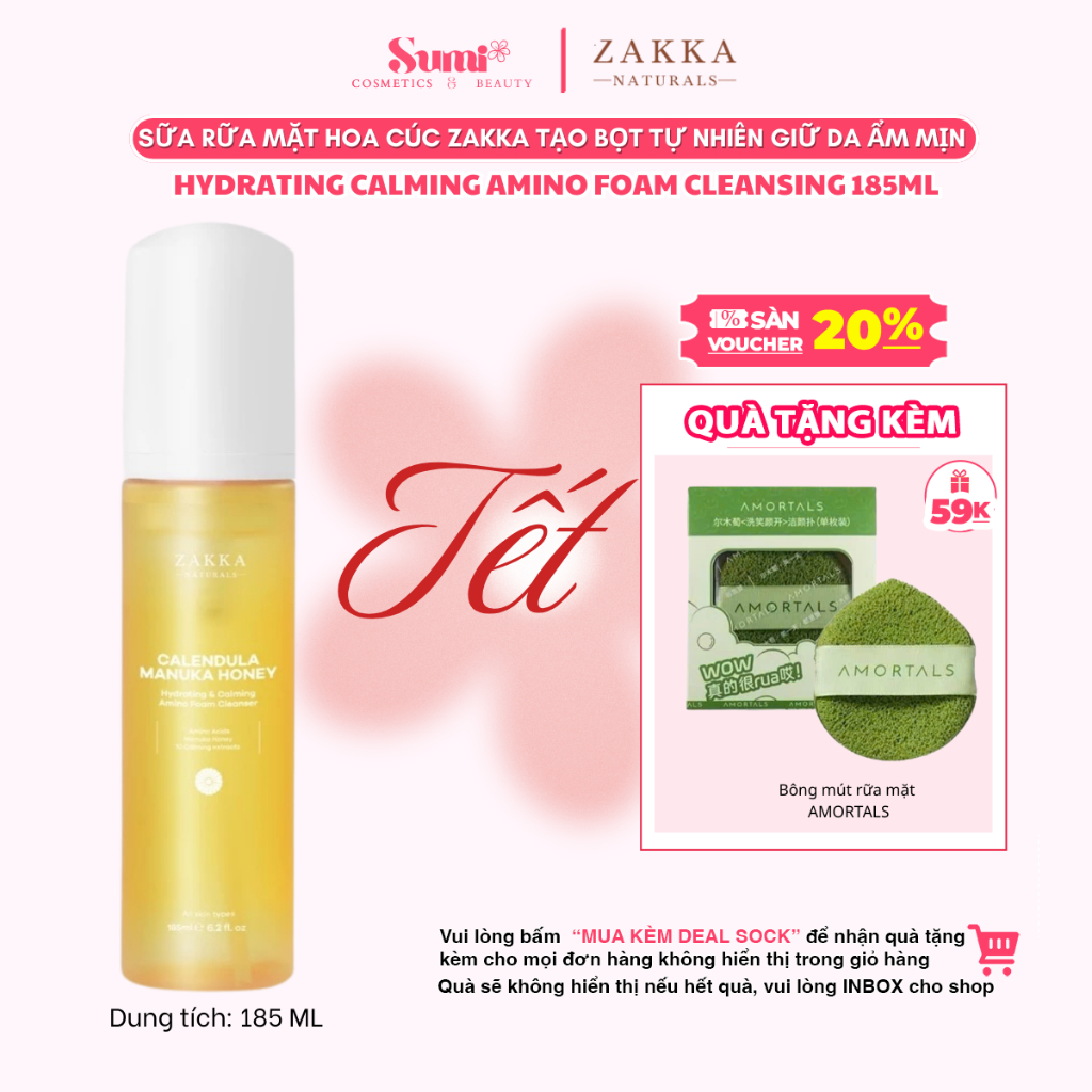 Sữa Rửa Mặt Hoa Cúc Làm Sạch Dịu Nhẹ Dưỡng Ẩm Zakka Naturals 185ml Hạn Sử Dụng 2028