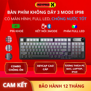 Bàn Phím IP98 LED RGB có núm tùy chỉnh, Chống thấm nước, Phím PBT Cao Cấp, Gõ Êm Chống Ồn, BH12T
