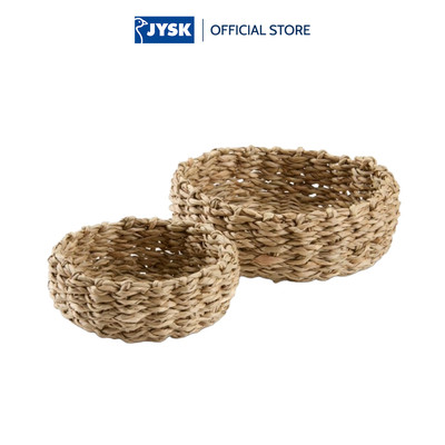 Bộ 2 khay trang sức | JYSK KANGOS | sợi cói | màu tự nhiên | Ø9/12xC3cm