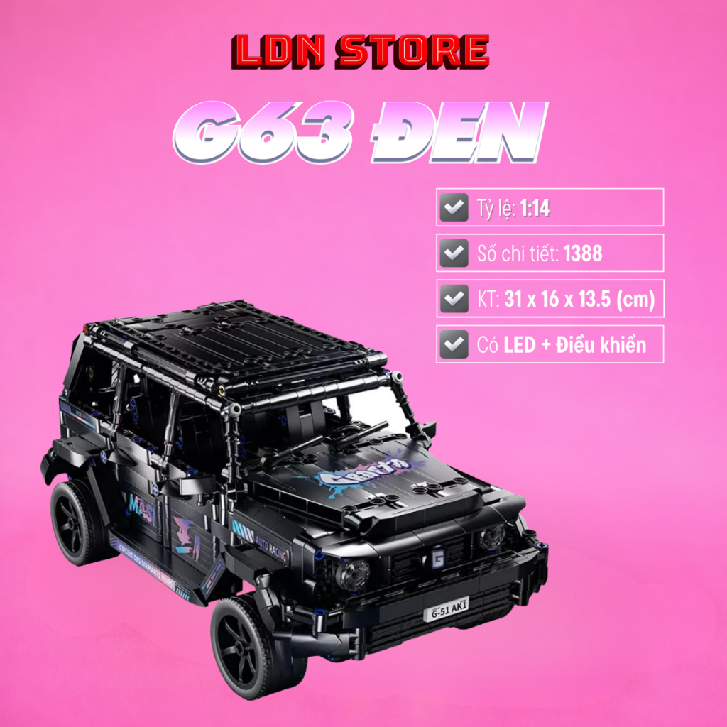 Mô Hình Lắp Ráp Siêu Xe Mec G63 Black Tỷ Lệ 1:14 Có Thể Điều Khiển Từ Xa