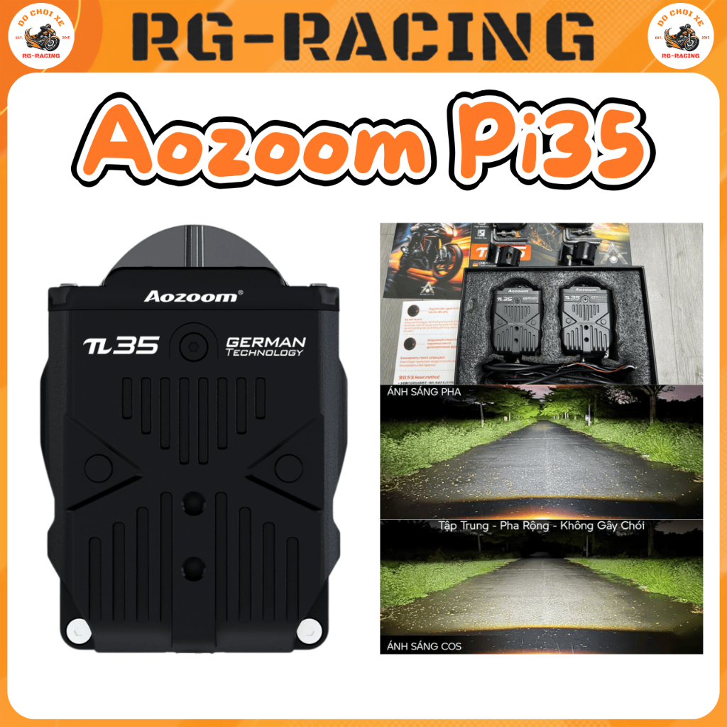 Đèn Trợ Sáng Bi Cầu Aozoom Pi35 Đèn Trợ Sáng Xe Máy Đèn Pha Siêu Sáng Bóng Đèn Xe Máy Siêu Sáng