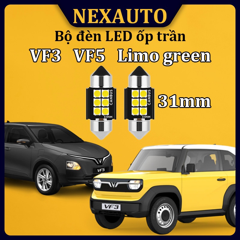 Đèn trần ô tô VF3, VF5, Limo Green, màu trắng - Sáng hơn, bền hơn, ánh sáng đồng đều.