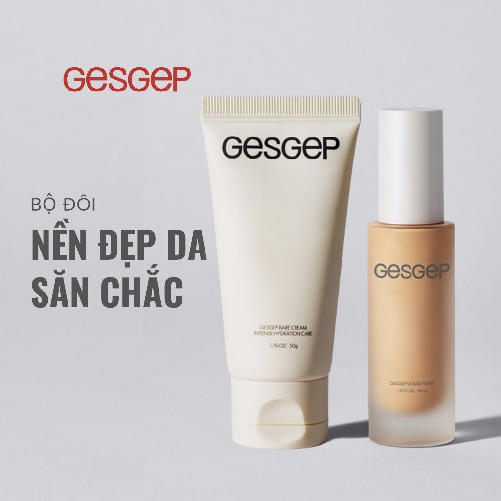 [Bộ đôi nền đẹp da săn chắc] Combo kem dưỡng ẩm Gesgep Bare Cream 80g và kem nền Liquid Filter