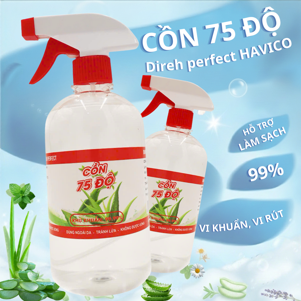 Cồn 75 độ direh perfect havico 500ml – Làm sạch da tay, khử mùi, dưỡng ẩm không khô da