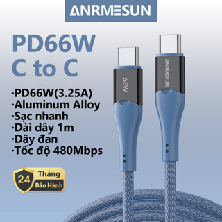 Dây Sạc Nhanh Type-C 66W/100W ANRMESUN 3.25A Dây đan Hợp kim kẽm dây 1m cho laptop và điện thoại
