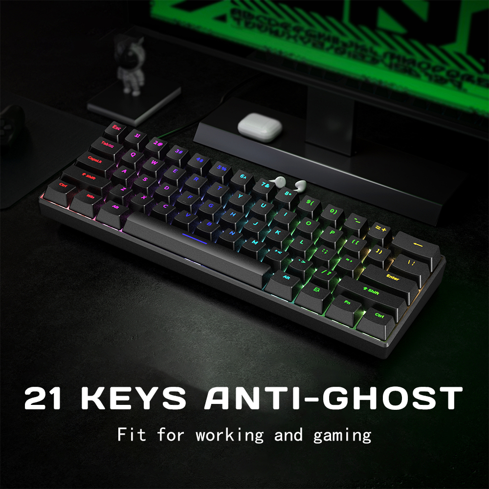 Bàn Phím Cơ Gaming Có Dây Zifriend H61K – Layout 61 Phím, Hotswap, LED RGB, Red / Blue Switch | BigBuy360 - bigbuy360.vn