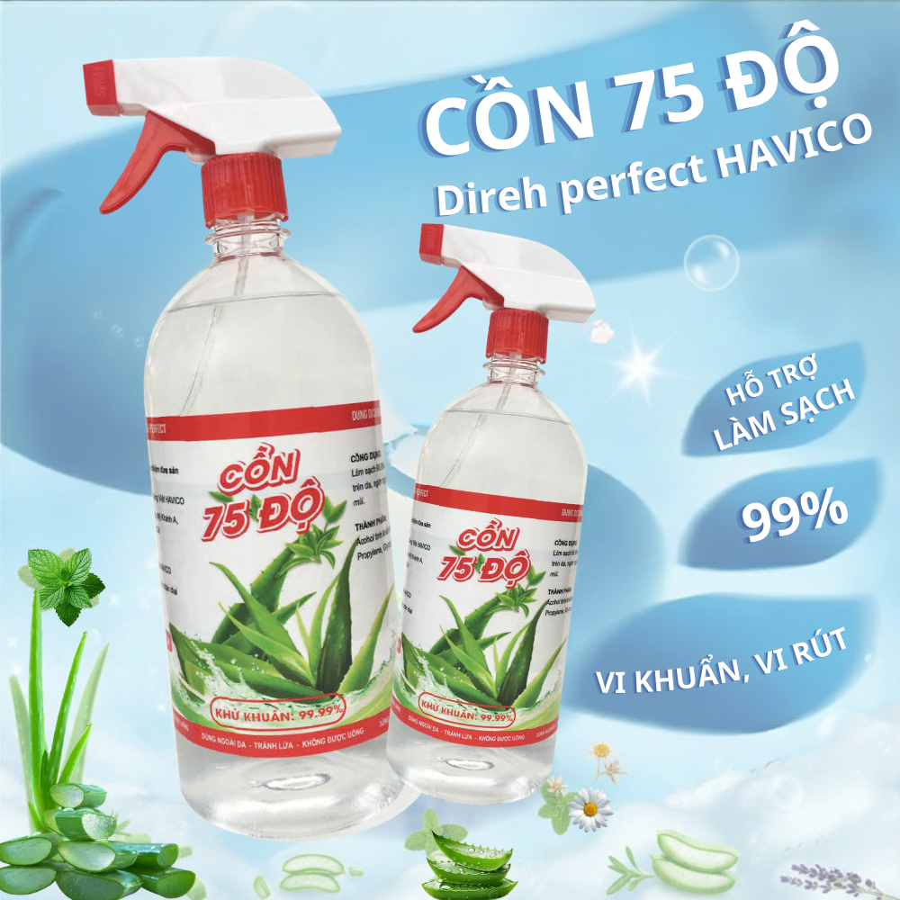 Cồn 75 độ direh perfect havico 1000ml –Làm sạch da tay, khử mùi, dưỡng ẩm không khô da