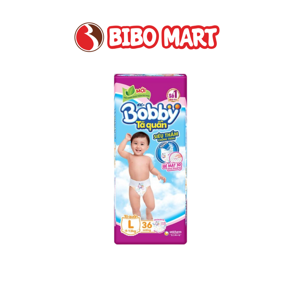 Bỉm Bobby quần size L36 miếng cho bé 9-13kg