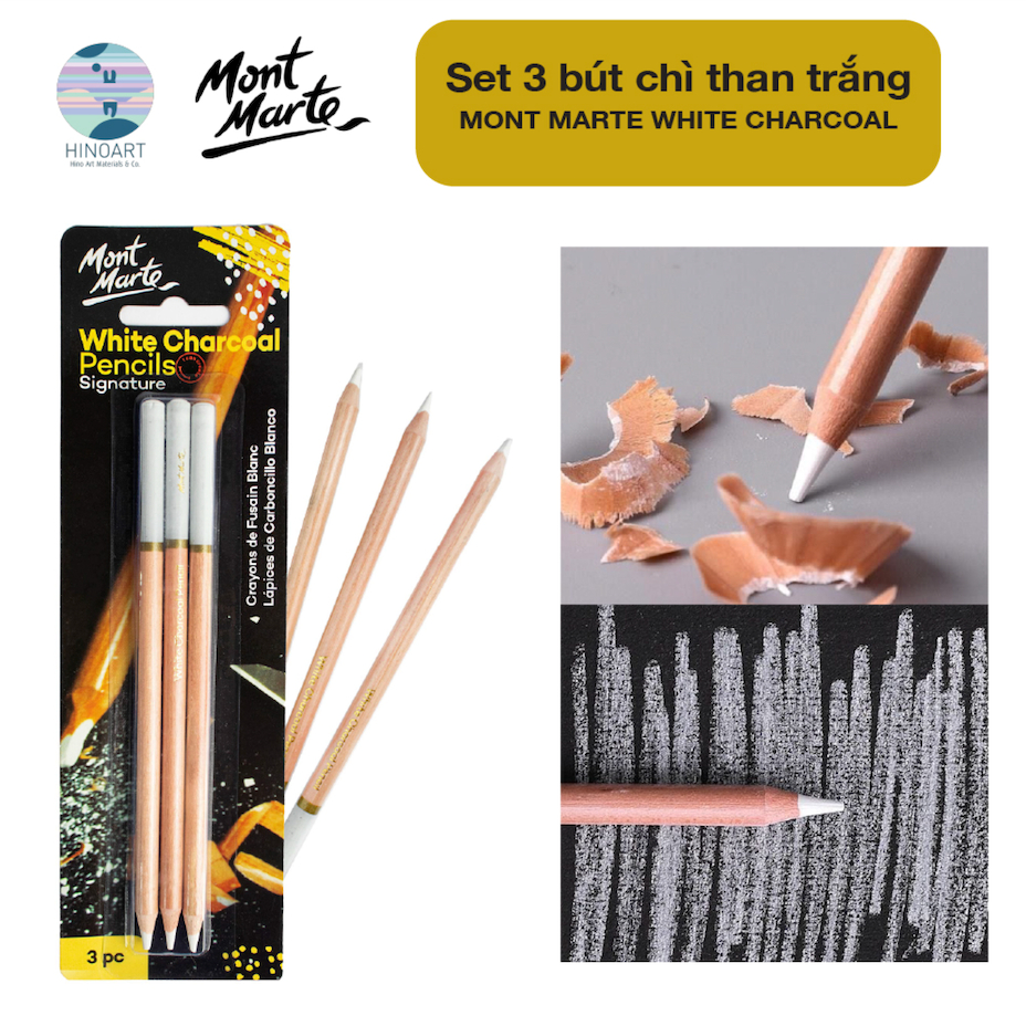 Bút chì trắng Mont Marte White Charcoal - set 3 chiếc / lẻ 1 chiếc