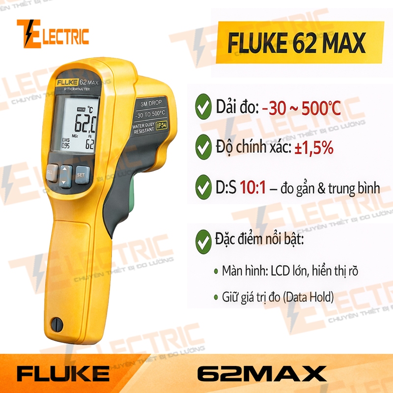 Nhiệt Kế Hồng Ngoại Fluke 62 MAX – Đo Nhiệt Không Tiếp Xúc -30°C ~ 500°C