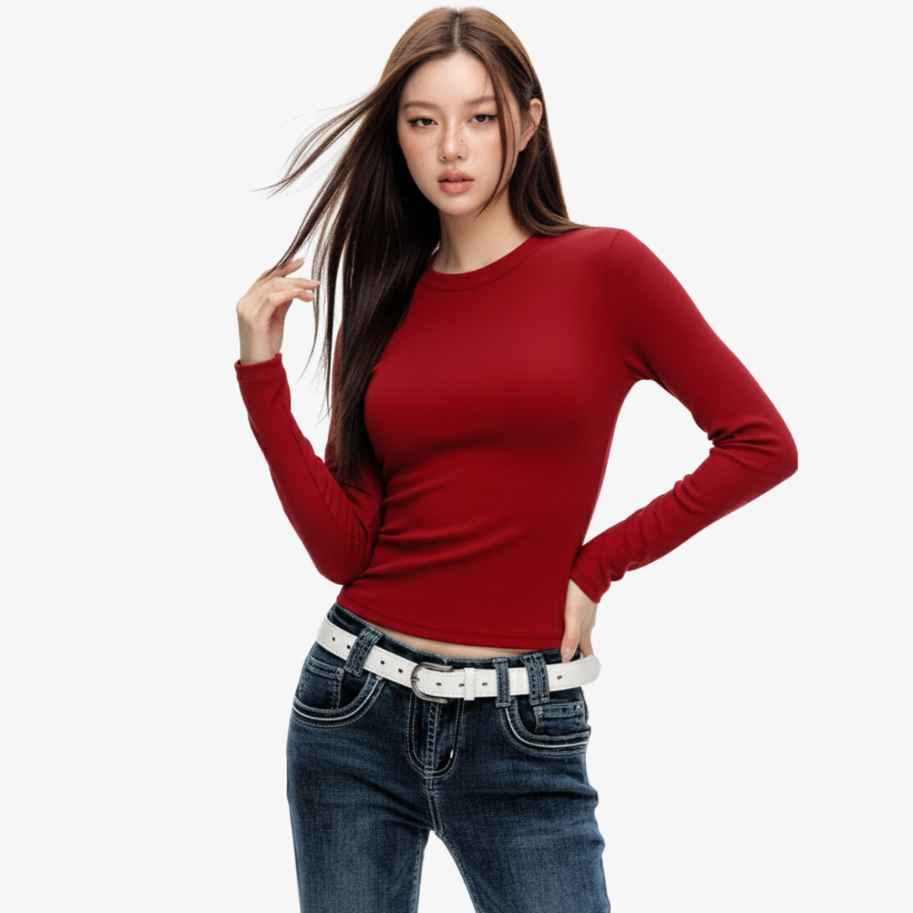 Áo Thun Nữ Tay Dài Dáng Ôm Basic Cổ Tròn Chất Vải Co Giãn Nhiều Màu By ChaBon CB02 | BigBuy360 - bigbuy360.vn