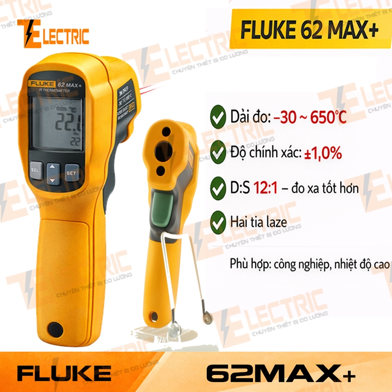 Fluke 62 MAX+ – Nhiệt Kế Hồng Ngoại Đo Nhiệt Không Tiếp Xúc -30~650°C