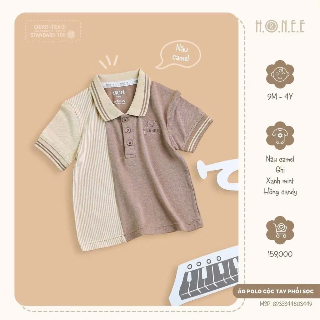 [Hrnee Honee Jinro] Áo polo cộc tay Jinro Hrneechất cotton thông hơi bé trai Shop Mẹ Thỏ AJR 155