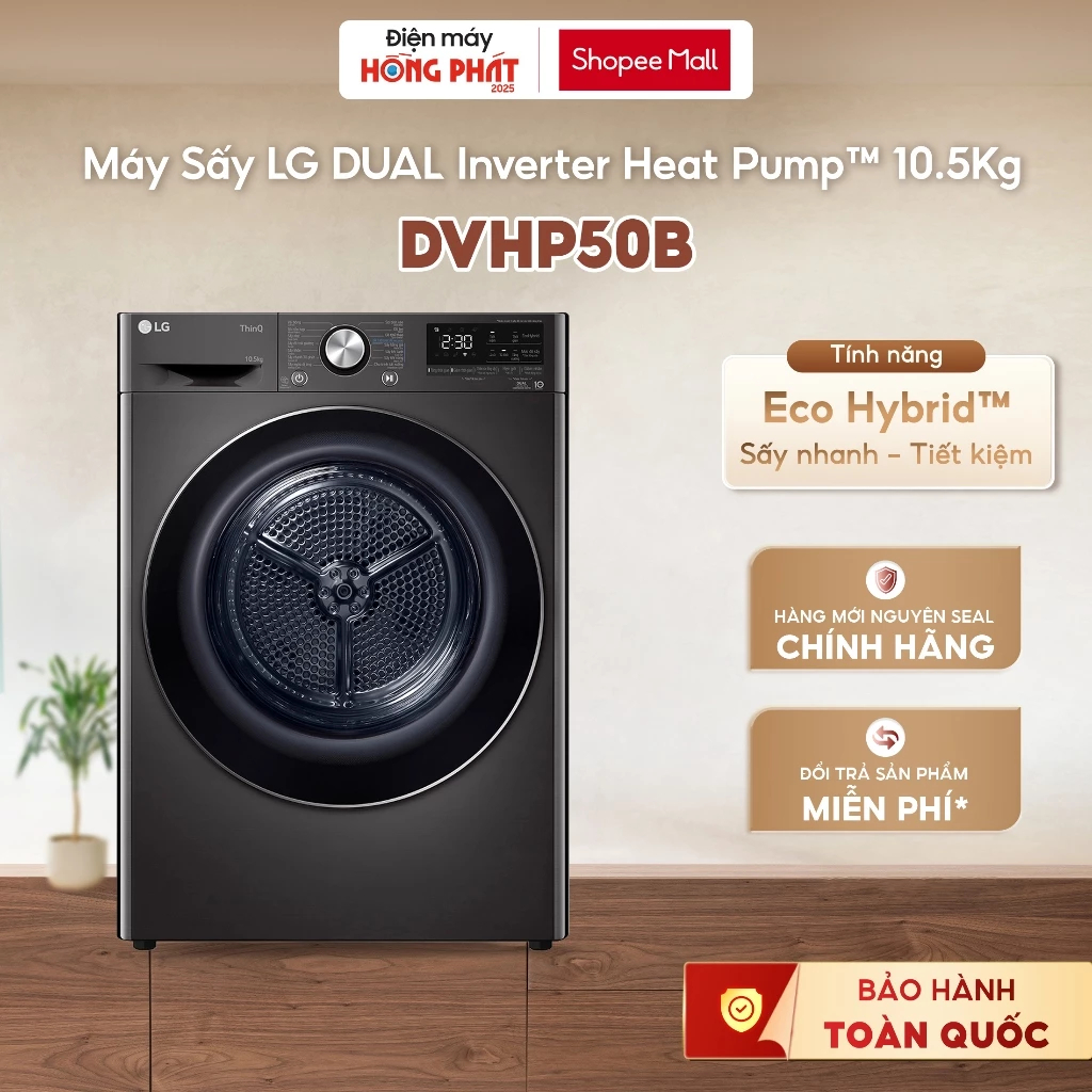 DVHP50B 10.5Kg | DVHP09B / DVHP09W 9Kg Máy Sấy LG DUAL Inverter Heat Pump™ [Freeship HCM]]