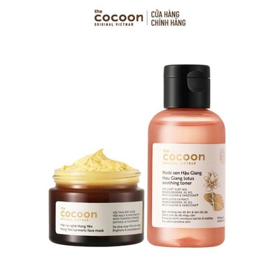 [MUA 2 GIẢM 42%] Combo mặt nạ nghệ Hưng Yên 30ml + Nước sen Hậu Giang Cocoon 140ml