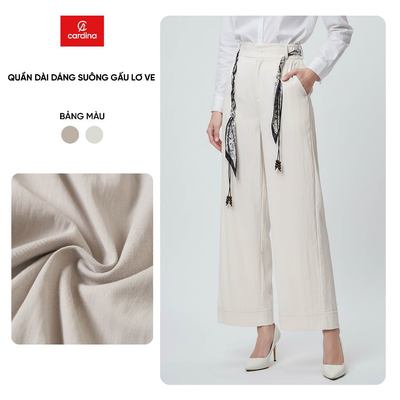 Quần dài nữ CARDINA Chất đũi thô cạp trước phẳng chun sau kèm dây lưng trang trí 6QDT01