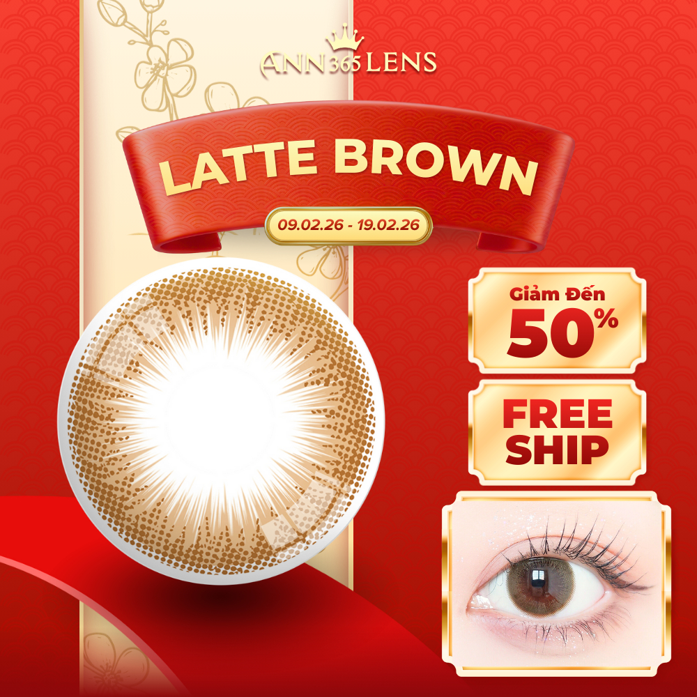 [1 Chiếc Lens] Kính áp tròng ANN LENS 1 ngày Latte Brown - Lens cận khóa ẩm màu nâu latte độ cận 0-8