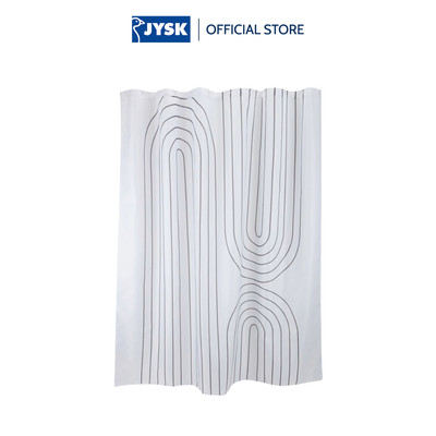 Rèm phòng tắm | JYSK HAKKAS | polyester | trắng/xám | R180xD200cm