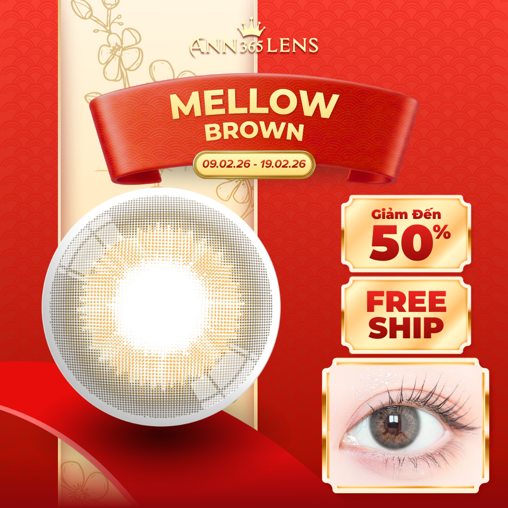 [1 Chiếc Lens] Kính áp tròng ANN LENS 1 ngày Mellow Brown - Lens cận khóa ẩm màu nâu hồng trà độ cận