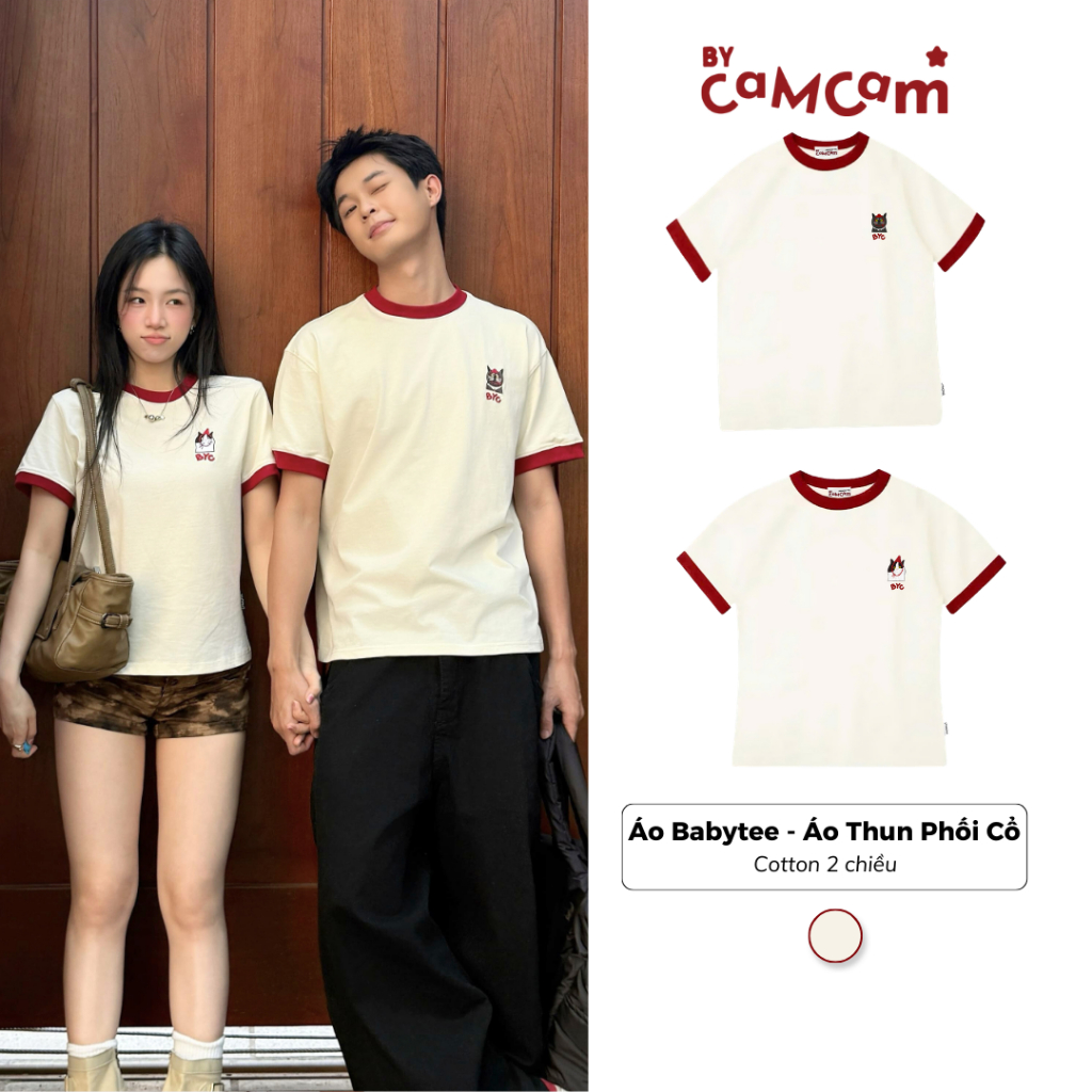 Áo Babytee - Áo Thun Ringer Tee Phối Cổ Mặc Đôi 𝑩𝒚𝒄𝒂𝒎𝒄𝒂𝒎 Áo Couple Cat Unisex Nam Nữ ATN488 | BigBuy360 - bigbuy360.vn