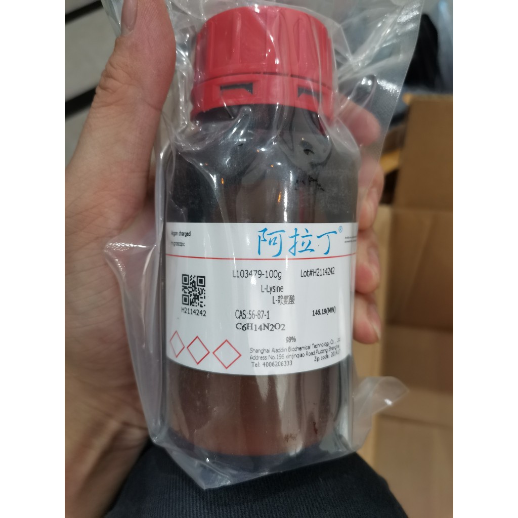 Chất thí nghiệm L-lysine lọ 100g lysine CAS 56-87-1 C6H14N2O2 aladdin HCPTN