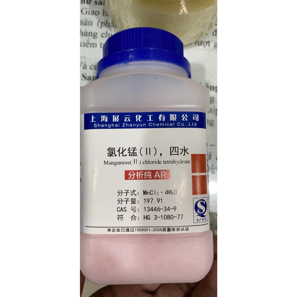 Chất MnCl2 Mangan clorua MnCl2.4H2O lọ 500g CAS 13446-34-9 Manganese chloride HCPTN