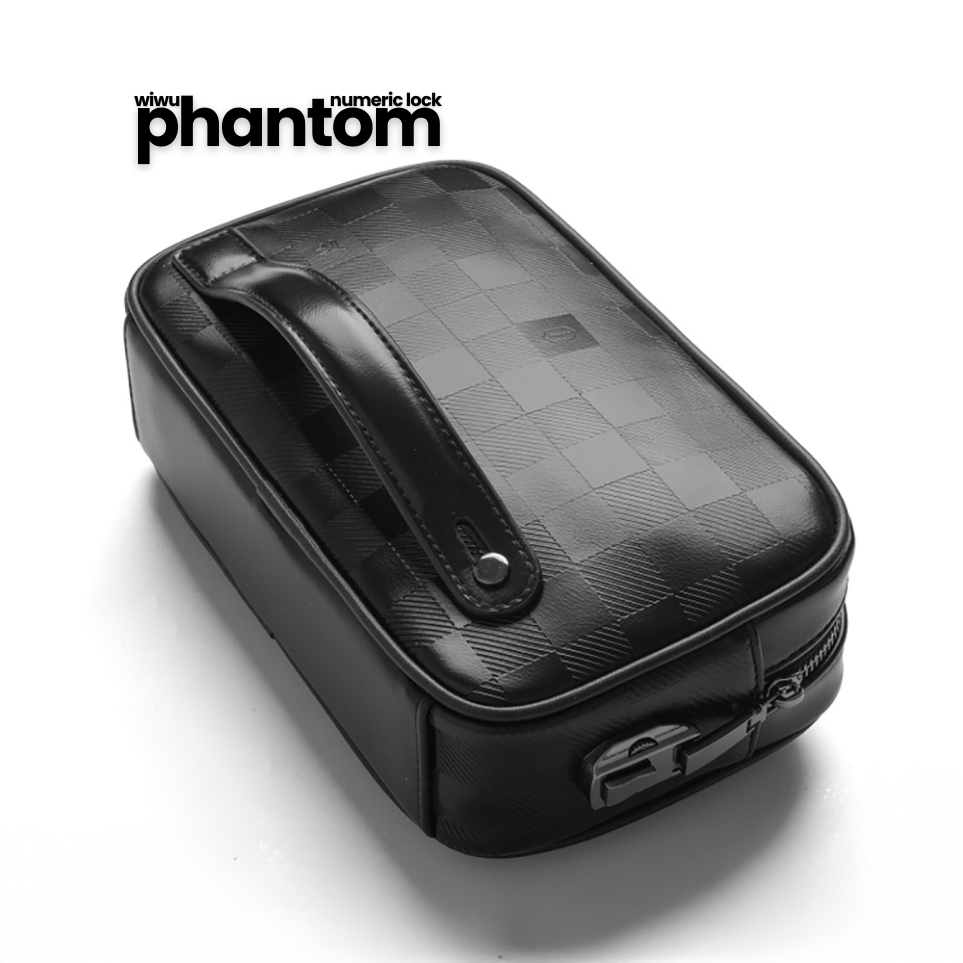 Túi Da Du Lịch Cầm Tay Nhỏ Gọn Wiwu Phantom Numeric Clutch Bag Chống Trộm Chống Nước Đựng Phụ Kiện