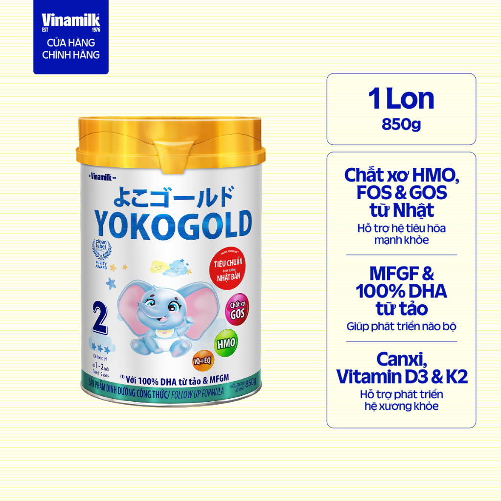 Sữa bột YOKO GOLD 2 850g (cho trẻ từ 1 - 2 tuổi)