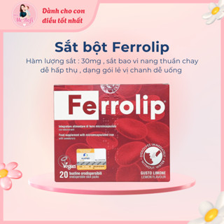 Sắt Bột Ferrolip dạng gói , Sắt Sinh học dành cho mẹ bầu Hộp 20 gói thuần chay - Mẹ Rofi