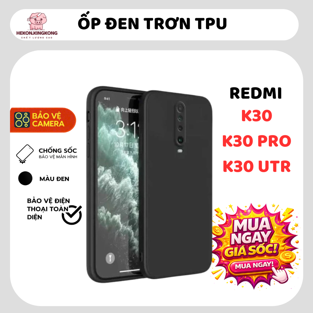 Ốp lưng Redmi K30, K30 Pro/Ultra 5G  trơn màu đen | Ốp lưng điện thoại Xiaomi dẻo bảo vệ camera đt t