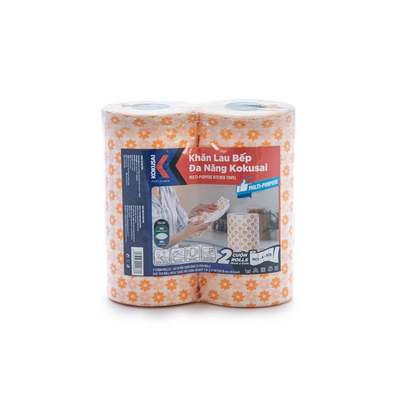Khăn Lau Bếp Đa Năng KOKUSAI 25cm x 50cm (66 tờ/ 2 cuộn) vệ sinh dễ dàng, các vết bẩn do dầu mỡ, Có thể tái sử dụng
