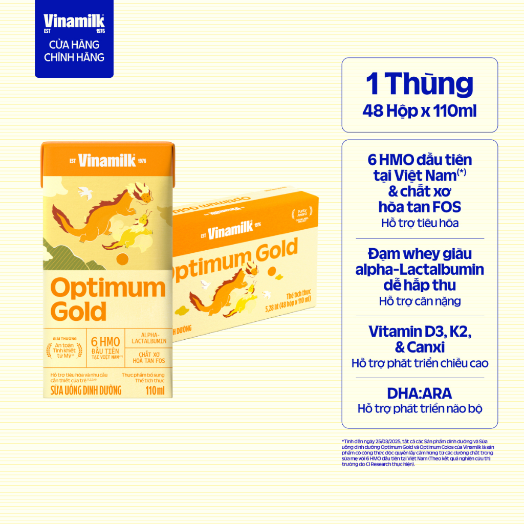 Thùng 48 hộp Sữa pha sẵn Vinamilk Optimum Gold 110ml