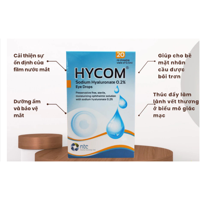 HYCOM - Nước mắt nhân tạo  Gảm khô mắt, mỏi mắt,Người bị viêm bờ mi, viêm kết mạc - giác mạc,Người s