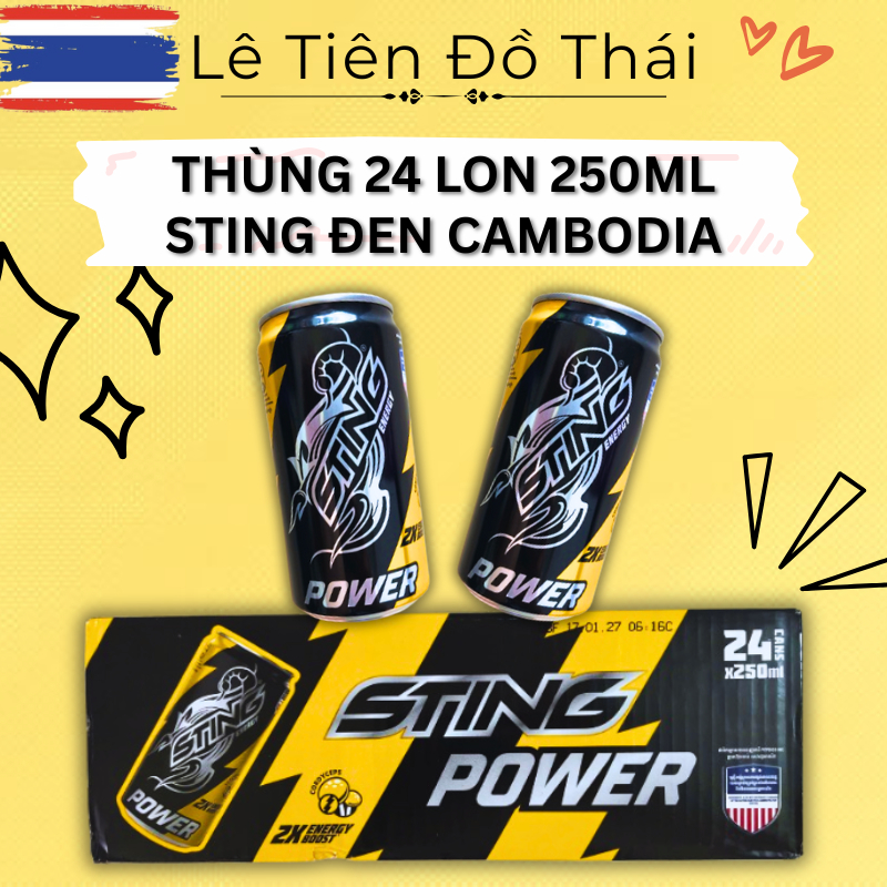 Thùng 24 Lon 250ml Nước Tăng Lực Sting Đen Power Limited Edtion StingDen