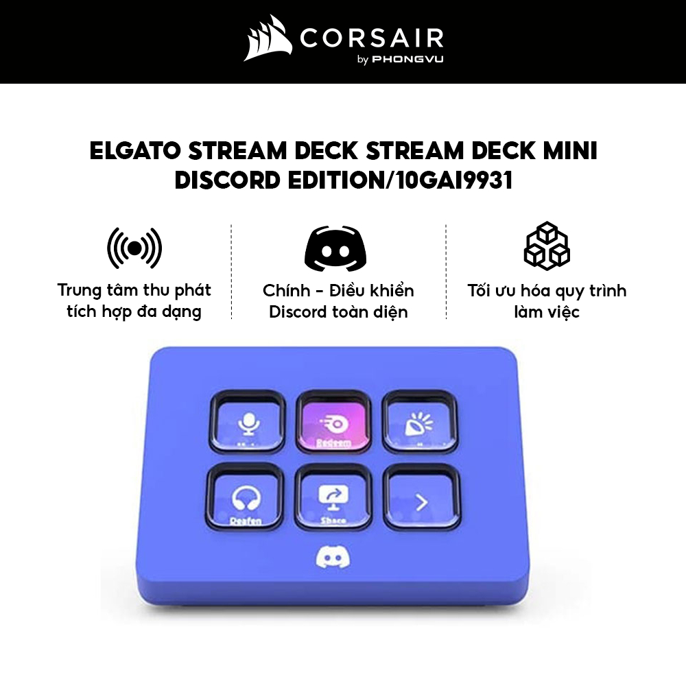 Thiết Bị Stream Elgato Stream Deck Mini - Discord Edition 10GAI9931 - 6 Phím LCD - Bảo Hành 24 Tháng