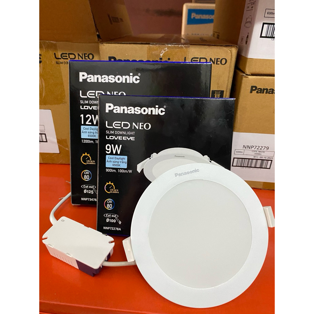 (Panasonic) Đèn led Panel tròn âm trần Panasonic 9w 12w Neo Slim Chính hãng