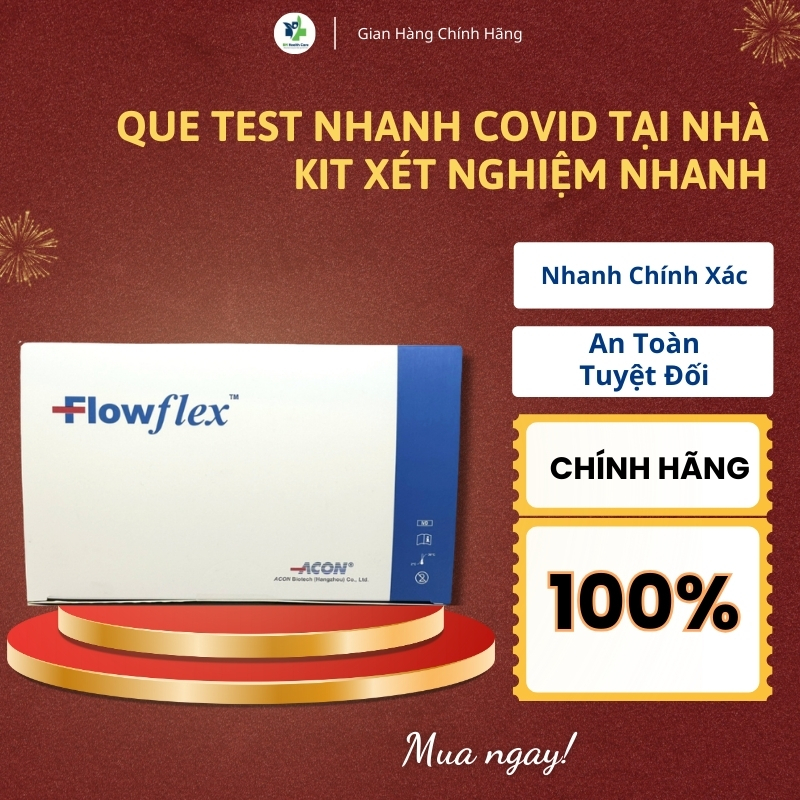Que Test Nhanh Covid Tại Nhà Kit Xét Nghiệm Nhanh Kháng Nguyên COVID-19 Flowflex 1 Bộ Đầy Đủ Ống Nướ