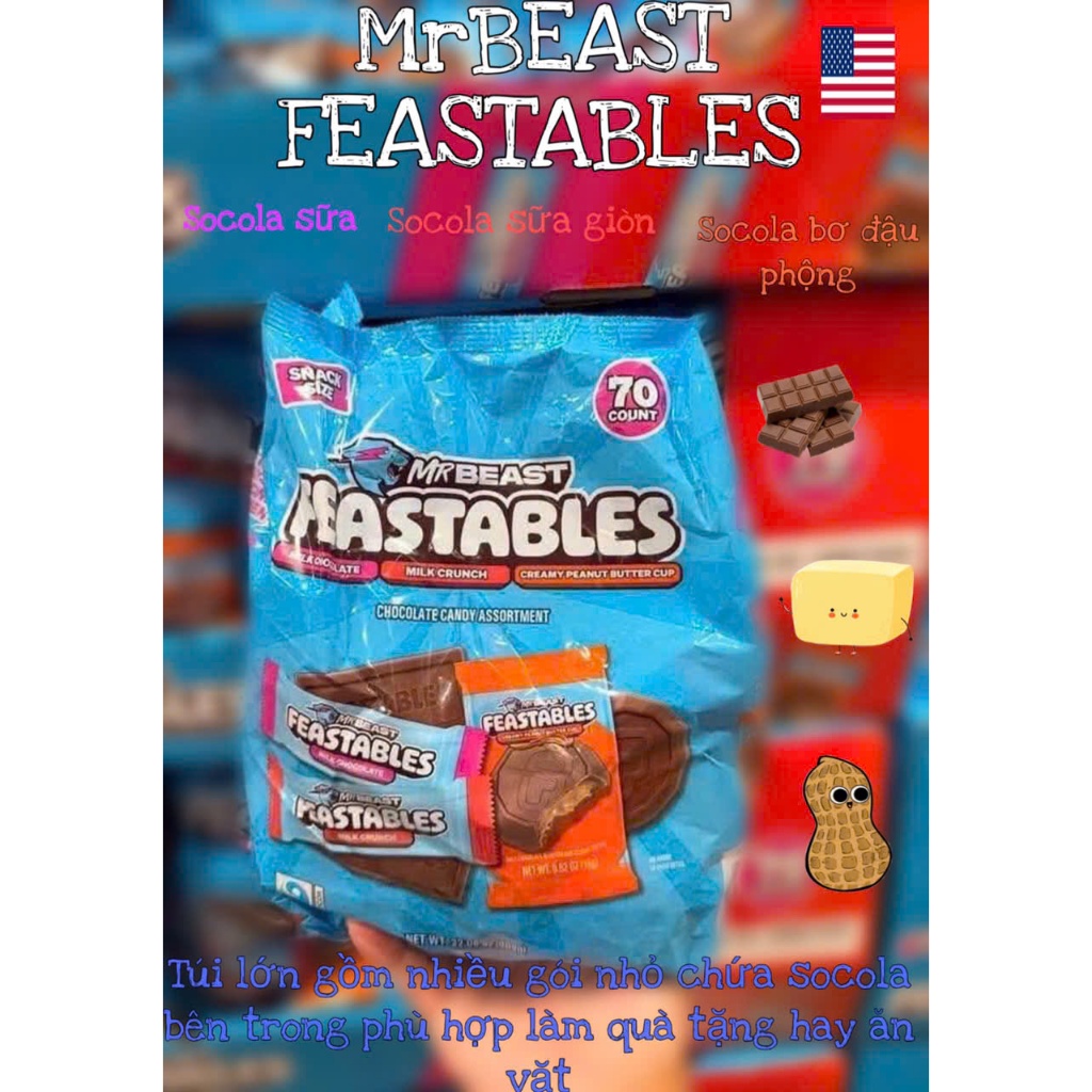 Kẹo socola Mr Beast Feastables (mỹ)