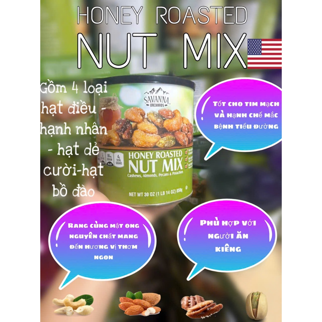 Hạt mix Savana Honey Roast Nut (mỹ)