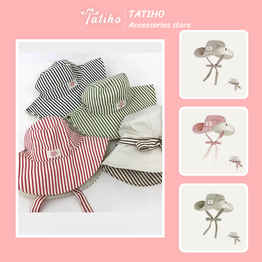 Nón Rộng Vành Che Nắng 2 Lớp Mang Được Nhiều Kiểu - Họa Tiết Sọc Trẻ Trung Năng Động - Đi Chơi - Chụ