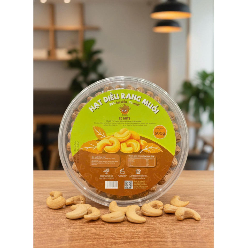 GO NUTS Hạt điều rang muối Bình Phước - Hộp xếp hoa 500g.///Mua 2 triệu tặng Voucher 2 triệu