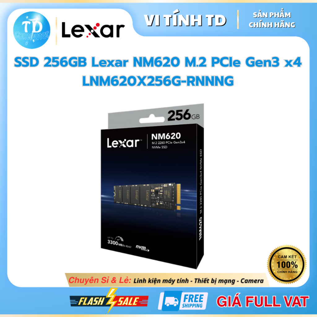 SSD 256GB Lexar NM620 M.2 PCIe Gen3x4 LNM620X256G-RNNNG - Hàng chính hãng