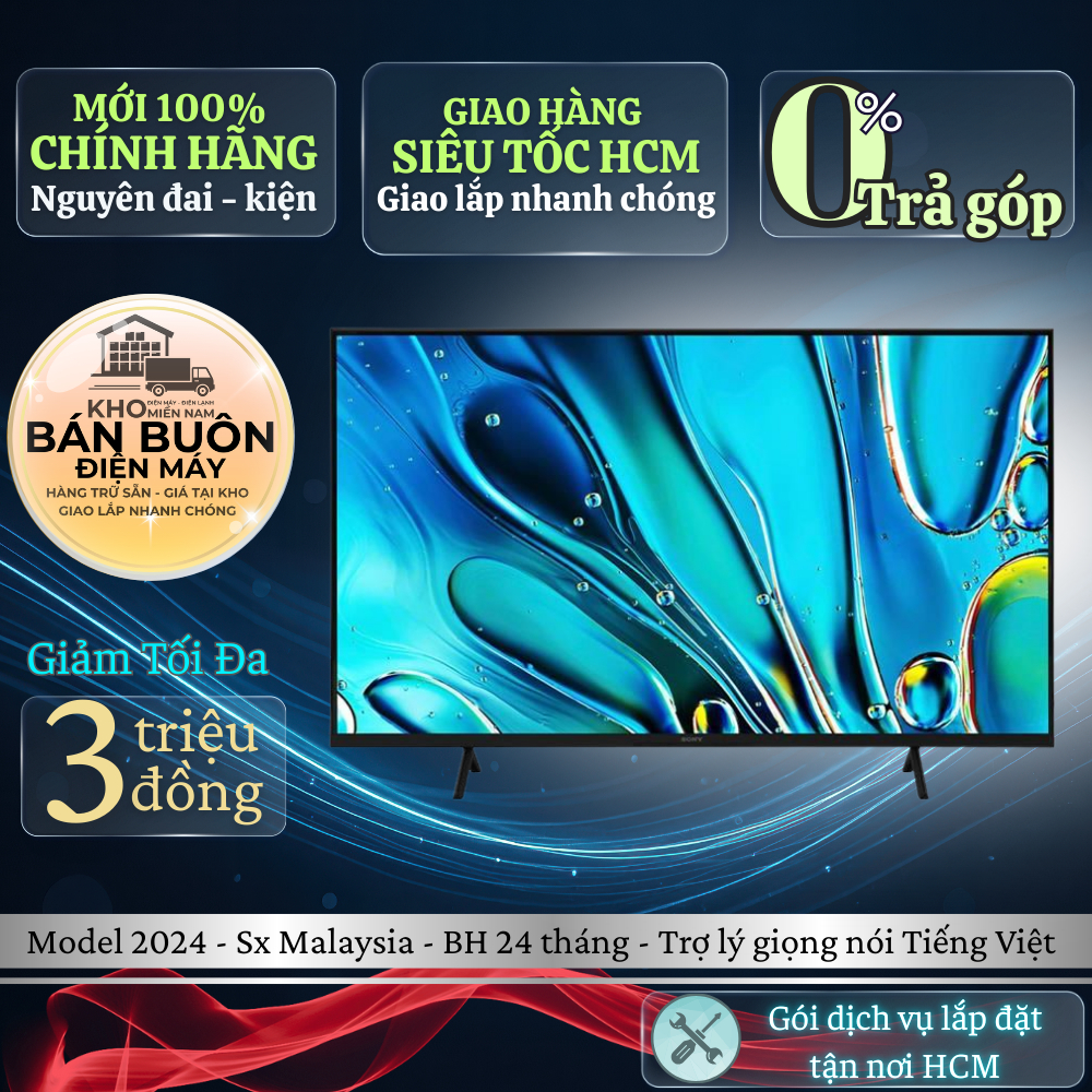 Google Tivi Sony 43 đến 75 inch 4K -S30 Model 2024 K-43S30 | K-50S30 | K-55S30 | K-65S30 | K-75S30